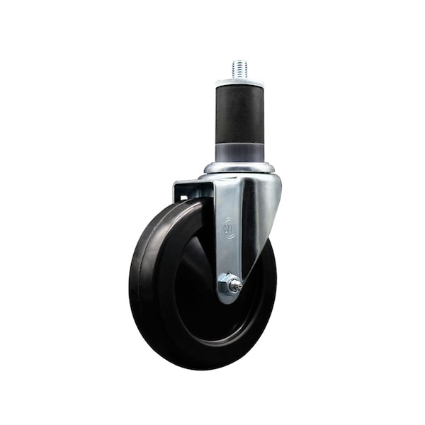 5'' SS Soft Rubber Wheel Swivel 1-5/8'' Expanding Stem Caster